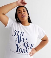 New Look Curves White 5th Avenue New York Logo T-Shirt